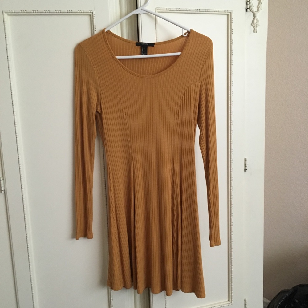 Forever 21 Mustard Light Long sleeve Dress